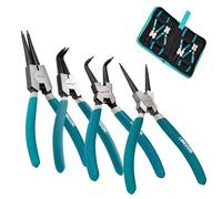 LIBRATON Alicates Circlip 180mm, Juego de 4 Alicates para Anillos Elásticos | Interno y Externos, Puntas Mordaza Rectas y Dobladas, con Resorte para Anillos de Retención, Mangueras y Juntas, Estuche