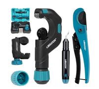 LIBRATON Cortatubos 3-50MM, Cortadores Cobre de Alta Resistencia, Cortador de Tubos PEX, Herramienta de Desbarbado y Escariador, Juego de 5PCS para Cortar Tubos de Cobre, Aluminio, PEX y PVC, con Caja