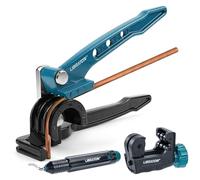 LIBRATON Dobladora de Tubo, Dobladora de Tubos Manual, Curvadora 180 Grados, 3 en 1 Herramienta de Doblado de Tubos 1/4 5/16 3/8 in, con Cortador de Tubos y Desbarbador, para Latón, Aluminio Tubos