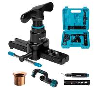 LIBRATON Herramienta de Abocardado Simple, 1/4" a 3/4" y de 6 a 19mm, Abocardadora HVAC con Excéntrica de 45° para Tubos Cobre y Aluminio, Cortatubos y Desbarbador, Kit de Abocardado con Caja