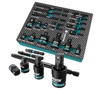 LIBRATON Juego de 20 Adaptador y Reductores de Llave de Impacto, Incluye Adaptador de Llave Cr-V, Juntas Universales Cr-Mo, Extensión de Adaptador de Vaso Cr-V y Caja XPE, para Reparación Auto