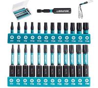 LIBRATON Juego de 25 Puntas de Torx de Seguridad, Estrellas Antimanipulación para Impacto, Puntas de Destornillador en S2 con Punta Magnética (2.5cm et 5.1cm), Incluye Portapuntas Magnético y Caja