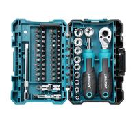 LIBRATON Juego de 37 llaves de trinquete y mini llaves de trinquete de 1/4 pulgadas con brocas, llaves poco profundas de 4 a 13 mm, mango magnético de conductor, barras de extensión y junta universal