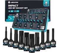 LIBRATON Juego de brocas hexagonales de impacto, 1/2" Dr, acero S2, 10PCS