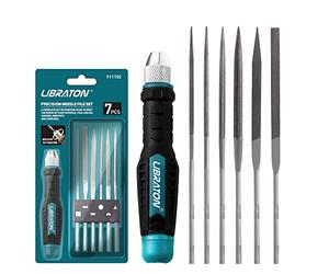 Libraton Juego de Limas de Aguja en Acero al Carbono Intercambiables, Juego de Escofinas de Metal Multiusos para Metal, Madera y Plástico, 7 Piezas