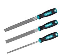 Libraton Juego de Limas para Madera 3 Piezas, Set de Escofinas Multi-forma, Lima de 200mm en Acero al Carbono, Incluye Plana, Redonda y Media Caña con Mango Ergonómico para Carpintería y Bricolaje