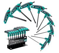 LIBRATON Juego de Llave Torx con Mango en T, Juego Llaves Torx, Diseño de Dos Puntas, T10-T50 Llave Torx con Mango T para Reparación de Bicicletas y Automáticas, 9 Piezas con Estante de Almacenamiento