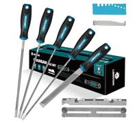 LIBRATON Kit Afilar Motosierra, Juego de Limas para Motosierra 152mm | Universal Limas Redondas con Mango de 4,0mm, 4,8mm, 5,5mm, Lima Plana, Lima Motosierra para Cadena, Guía de Afilado y Funda