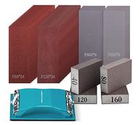 Libraton Papel de Lija 65 Piezas, K80-K600 Lijas Madera, Lijas al Agua, Lija Metal, Lija para Madera, K80 K120 K400 K600, Esponja Abrasiva K40 K80 K120 K160, Tacos de Lijado, Lijadora Manual