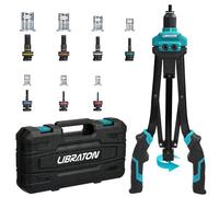 LIBRATON Remachadora de Tuercas, 16" Pistola de Tuercas con 7 Mandriles Métricos, 70 Piezas Tuercas Remachables, Remachadora de Tuercas Profesional, Diseño de Tuerca de Liberación Automática, Caja