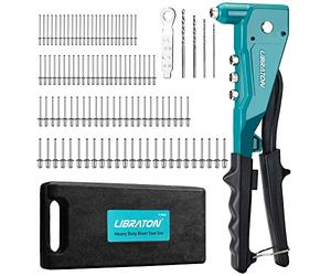 Libraton Remachadora Manual Profesional con 100 remaches, Herramienta para Remachar de Forma Manual, Set de Pistola Remachadora, Remachado para Metal, Madera y Plástico