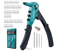 Libraton Remachadora Manual Profesional, Remachadora Pop, Herramienta para Remachar Manual, Pistola Remachado Resistente, Set de Remachadora con 120 Remaches, 4 Brocas, 4 Boquillas Sin Herramientas