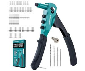 Libraton Remachadora Manual Profesional, Remachadora Pop, Herramienta para Remachar Manual, Pistola Remachado Resistente, Set de Remachadora con 120 Remaches, 4 Brocas, 4 Boquillas Sin Herramientas