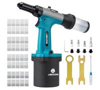 LIBRATON Remachadora Neumatica, Pistola Remachadora de Aire Hidraulica de Alta Resistencia de 2.4mm, 3.2mm, 4.0mm, 4.8mm con 200 Remaches, Diseño de Autosucción para Reparación Automotriz