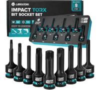 LIBRATON Set di 9 Bussole a Percussione Torx T30-T80, Attacco da 1/2"