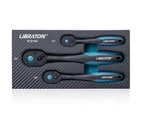 LIBRATON Trinquete Reversible, Trinquete Mango de Liberación Rápida, Juego de 3 piezas de trinquete de 1/2 "3/8" 1/4", 72 Dientes, para Reparación de Automóviles