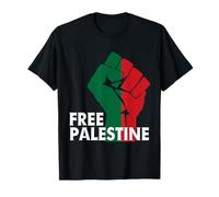 Libre Palestina Save Gaza Partidarios Palestinos Bandera y Puño Camiseta