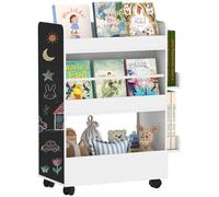 AIYAPLAY Librería infantil con ruedas, librería infantil con pizarra, mueble de almacenaje, estantería para dormitorio infantil de 3 a 8 años para cuarto de juegos, dormitorio infantil, blanco