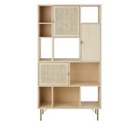 Librería asimétrica con 3 puertas de rejilla de ratán