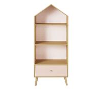 Librería casa infantil rosa y blanca