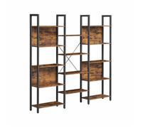 VASAGLE Librería, Estantería de Almacenamiento, con 14 Estantes, Marco de Metal, para Sala de Estar, Estudio, Oficina, Estilo Industrial, 24 x 158 x 166 cm, Marrón Rústico y Negro LLS107B01