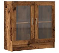 Librería con aspecto de madera envejecida, 82,5 x 30,5 x 80 cm, 2 | Puertas de cristal a prueba de polvo, 2 compartimentos espaciosos, superficie fácil de limpiar, versátil