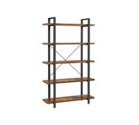 VASAGLE Estantería Industrial, Librería Estable de 5 Capas, Almacenamiento, Estantería Divisoria de Pie, Fácil Montaje, Sala, Dormitorio, Oficina, Marrón Rústico LLS055BX
