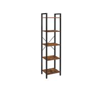Librería de 5 Niveles Marrón Rústico y Negro