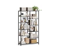 Librería de 5 Niveles Negro con Veta de Madera y Negro