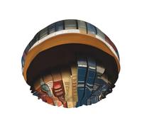Librería de biblioteca, 1 gorro de ducha reutilizable para mujer, sombrero de baño de doble capa impermeable, imprescindible para el cuidado del cabello