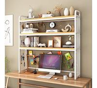 Librería de Escritorio, Estantería de Escritorio de 3 Niveles for computadora, Dormitorio, Oficina, hogar, Tablero de Fibra y Acero, Varios tamaños, Multicolor(White a,37x9.8x47)