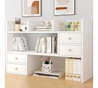 Librería de Escritorio, Librero de Madera de 3 Niveles con 4 cajones, Organizador Multicolor for Oficina, Dormitorio, Escritorio de Almacenamiento(A)