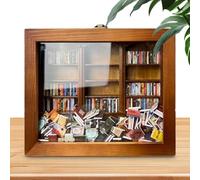 Librería de juguete pequeño 3D para libro de sacudidas | Pequeña estantería de madera para agitar, práctica escena en miniatura para el hogar, escuela, viajes, salidas