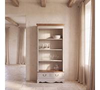 Librería de pino y chapa de roble crema con 2 cajones