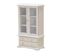 Librería en miniatura: mejora las escenas de la sala de estar con madera detallada, acabado natural brillante, estantería de niveles con puertas dobles | Contrachapado de de alta calidad