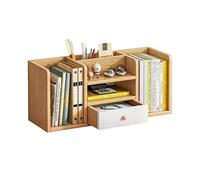 Librería Estantería de madera de escritorio con 1 cajón pequeño, estante organizador de escritorio y estante de exhibición, estantería de almacenamiento for oficina, decoración del hogar, encimera de