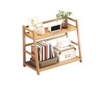 Libreria Estanteria Estantería de escritorio abierta trapezoidal de 2 niveles, almacenamiento de escritorio de bambú, for el hogar, oficina, suministros de aprendizaje, estante de exhibición, organiza