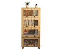 Libreria Estanteria Estantería de pie de 4 niveles, estante de almacenamiento de madera con puerta de vidrio con tapa abatible, for oficina, hogar, estudio, organizador, estante de exhibición Estanter