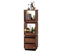 Libreria Estanteria Estantería giratoria rectangular con cajón doble, base con estante de almacenamiento giratorio de hierro, for libros en el hogar, estante organizador de suministros de estudio Esta