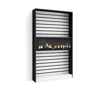 Librería estantería estanteria libros de pared 110x25x186cm salón comedor oficina chimenea eléctrica estilo moderno blanco y negro