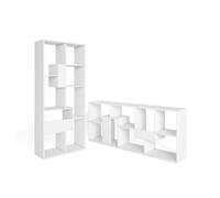 Librería estantería, estanteria libros de pared, 67x31x162cm, con almacenaje, estilo moderno, blanco