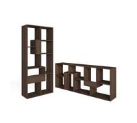 Librería estantería, estanteria libros de pared, 67x31x162cm, con almacenaje, estilo moderno, roble oscuro