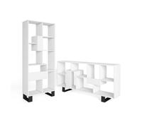 Librería estantería, estanteria libros de pared, 67x31x174cm, diseño industrial, estilo moderno, blanco