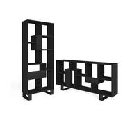 Librería estantería, estanteria libros de pared, 67x31x174cm, diseño industrial, estilo moderno, negro