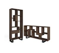 Librería estantería, estanteria libros de pared, 67x31x174cm, diseño industrial, estilo moderno, roble oscuro