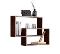 Librería Estantería montada en la pared de doble anillo Color nogal negro, estante almacenamiento colgante madera, for muebles del hogar, exhibición decorativo Organizador de almacenamiento
