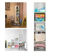 Librería estrecha blanca de 5 cubos, estantería independiente para oficina en casa, almacenamiento abierto, ahorro de espacio, dimensiones: 32 x 24 x 132 cm