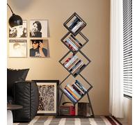 Librería geométrica de Metal de 5 Niveles, Moderna estantería de Esquina, estantería Abierta con estantes de Almacenamiento para decoración del hogar o la Oficina(Black)