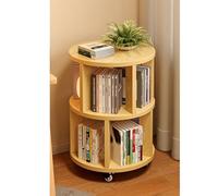 Librería Giratoria 360° Estanteria Esquinera De Pie De Madera Estante De Almacenamiento Organizador Libros, CDs, Estanteria De Esquina Para Salon, Estudio Y Dormitorio(Wooden,2 Tier)