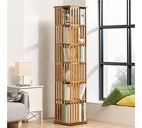 Librería Giratoria De Madera 360 ° Estantería Giratoria Estantes De Almacenamiento Piso De Pie Estante De Libros Alto Organizador De Pantallas Gabinete De Almacenamiento De Medios -Nogal claro 37×37×1